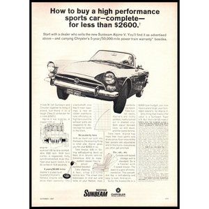 1968 Sunbeam Rootes Alpine V Convertible Roadster Vintage Print Ad Wall Art